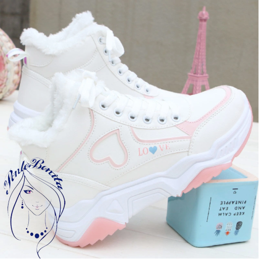 Tenis Botines| Forro Peluche | Diseño LOVE con Corazón Tenis Botines| Forro Peluche | Diseño LOVE con Corazón