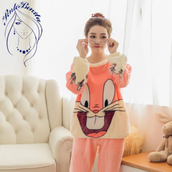 Pijama de Peluche para Mujer - Diseño de Conejo Divertido - Suave y Cálido